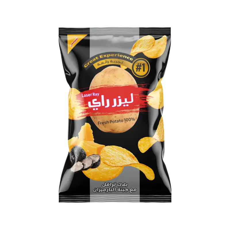 كيس شيبس بطاطا طبيعي م 3500 ليزر راي بنكهة البلاك ترافل 38غ