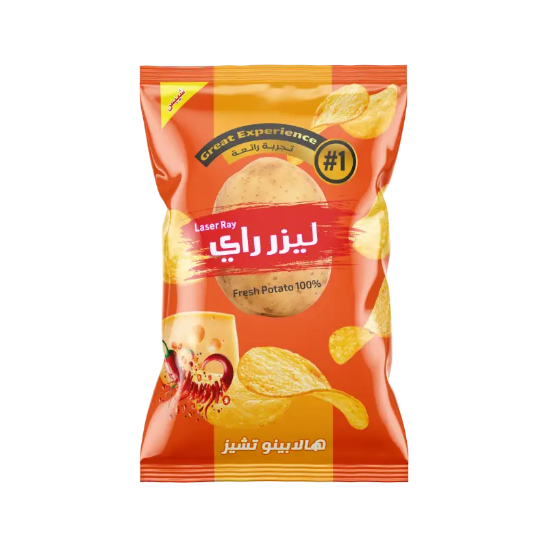 كيس شيبس بطاطا طبيعي م 3500 ليزر راي بنكهة الهالابينو 38غ
